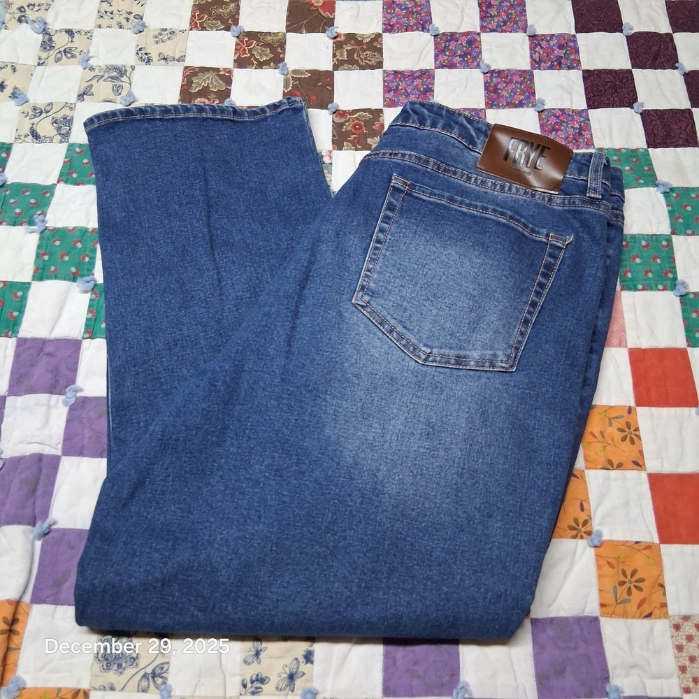 FRYE Womens Plus Size Blue Jeans SZ 16 38 Waist 28 Inseam HIGH Rise Stretch